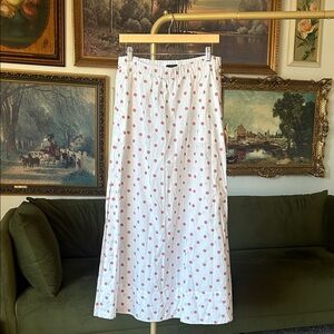 J. Crew Side Slit Polka Dot Cotton Maxi Skirt